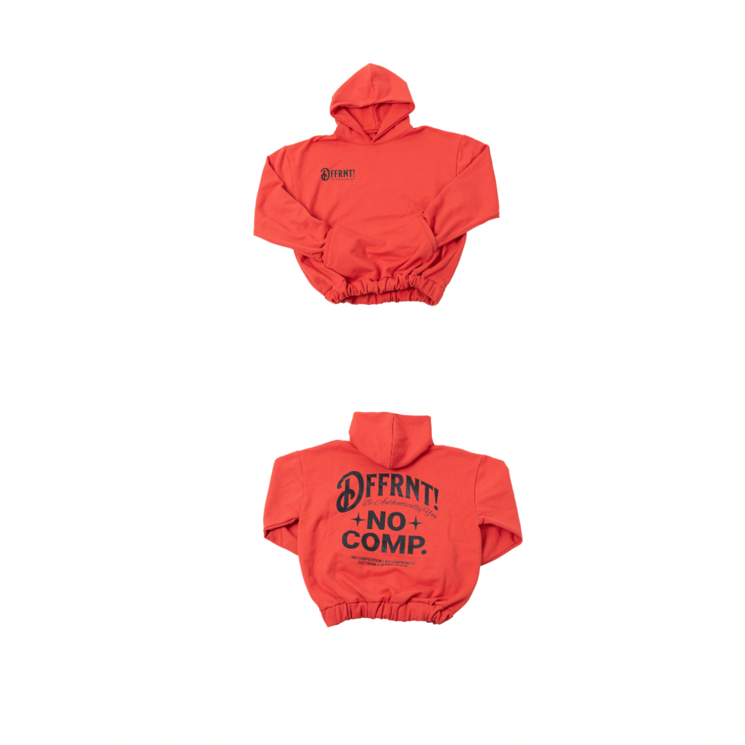 (RED) NO COMP. PREMIUM “CROPPED” HOODIE