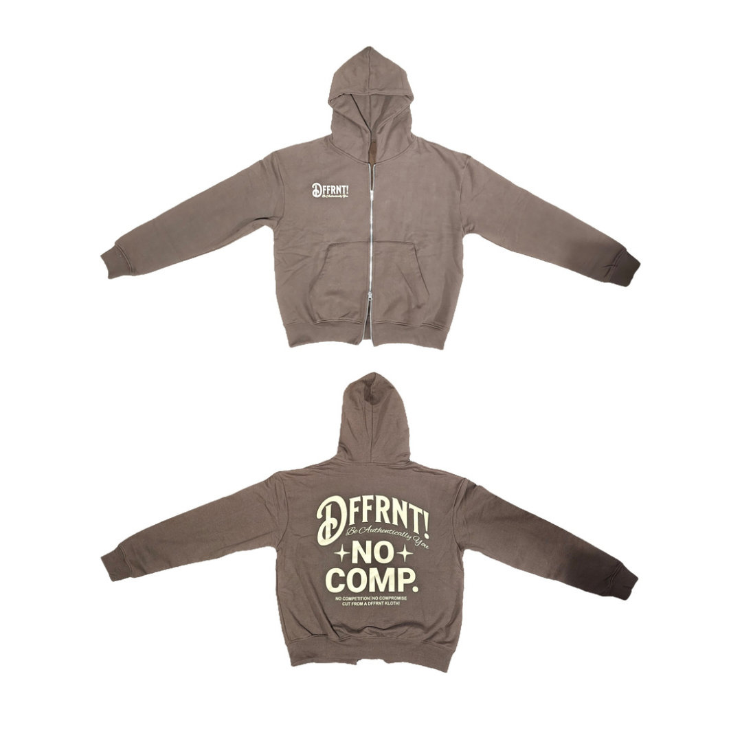 (MOCHA) NO COMP. PREMIUM DOUBLE ZIP UP HOODIE