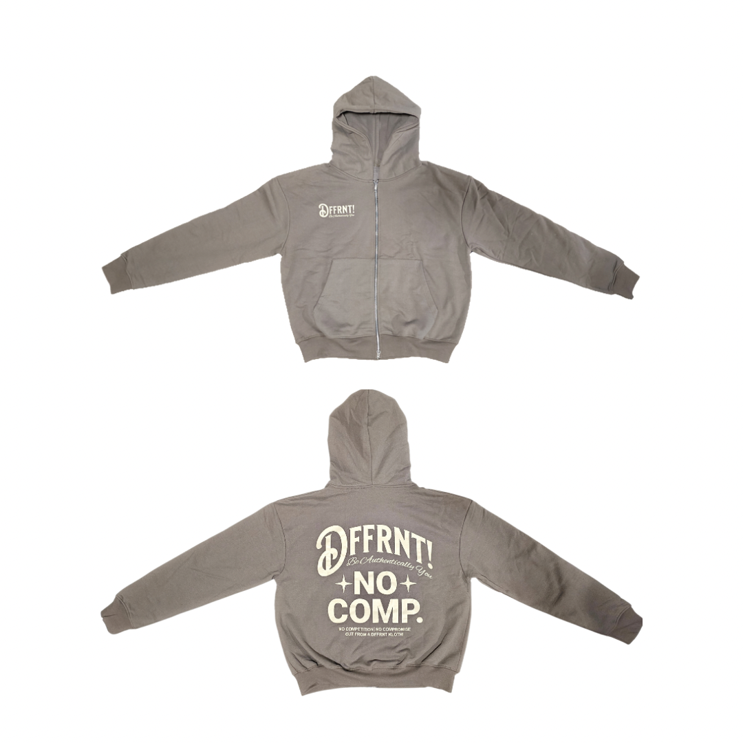 (TAUPE) NO COMP. PREMIUM DOUBLE ZIP UP HOODIE