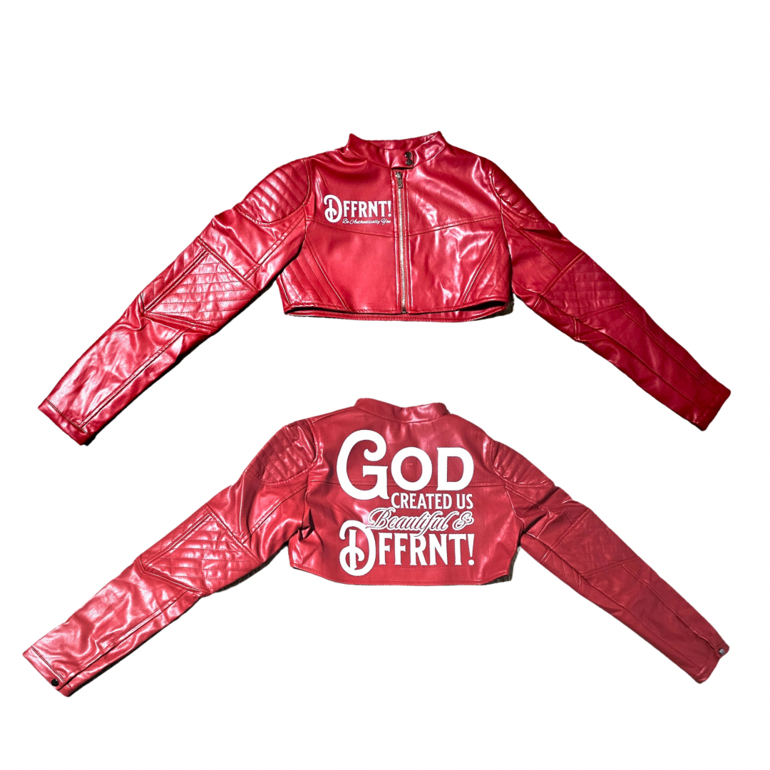 Crop Red Faux Leather Jacket