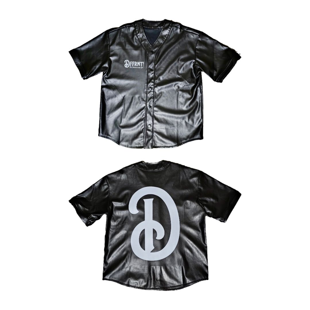 Dffrnt! - Black Leather Baseball Jersey