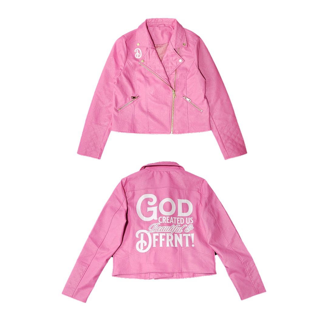 Pink Statement Faux Leather Jacket