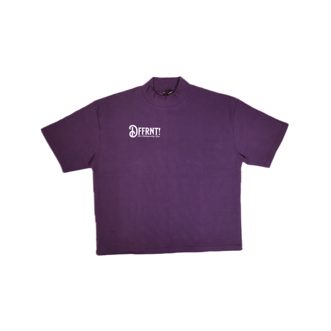 Purple - Heavy Weight Mock Neck (Crop) T-Shirt