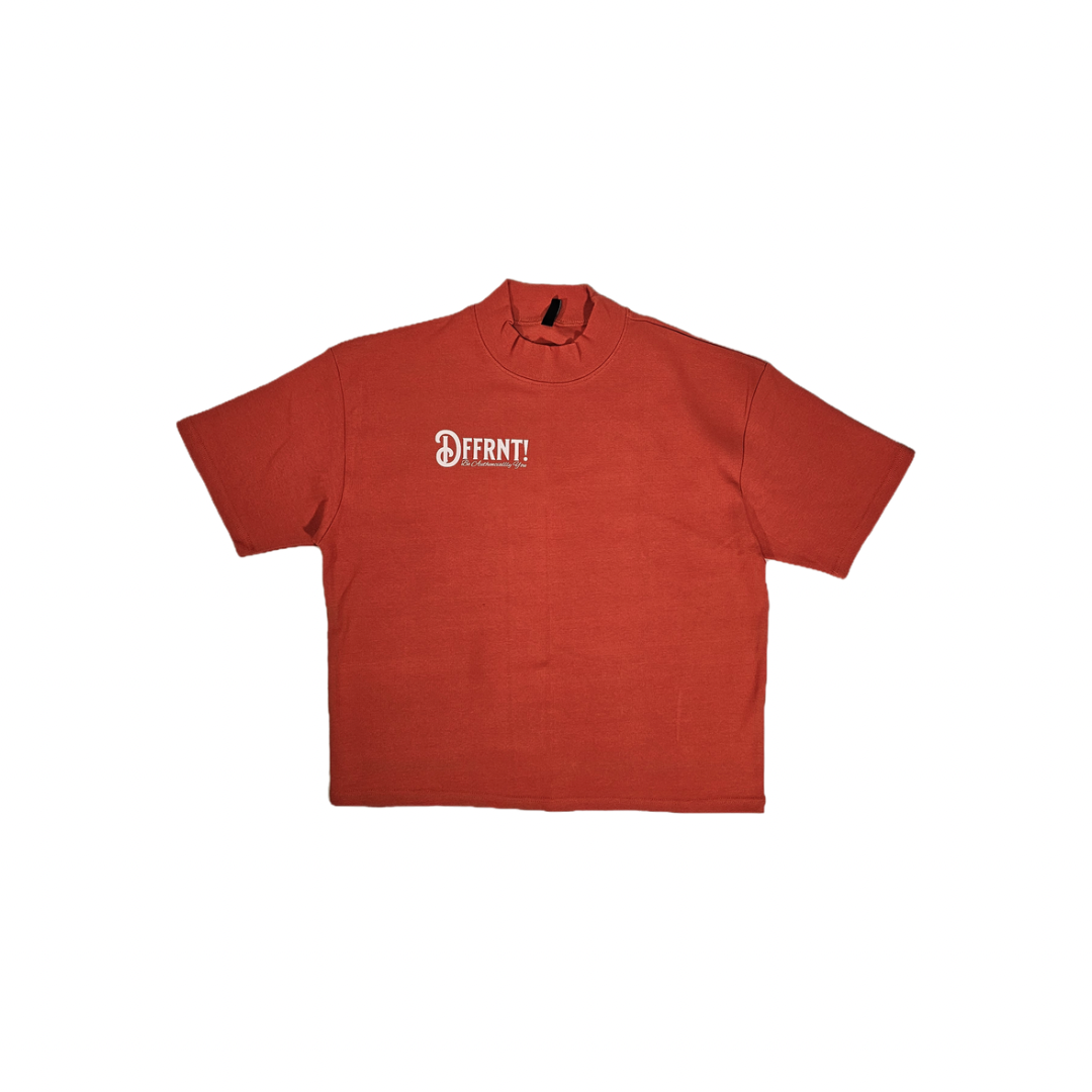 Red - Mock Heavy Weight Mock Neck (Crop) T-Shirt